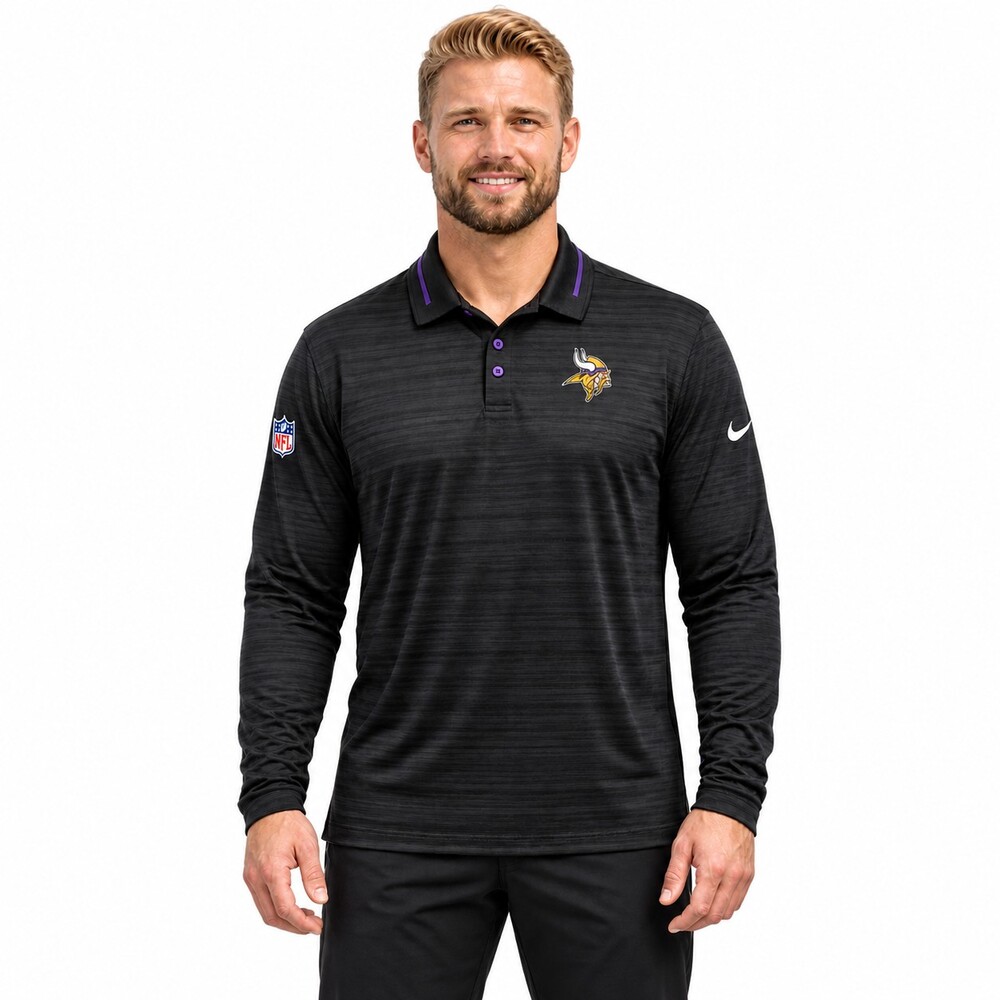 Nike Men's Minnesota Vikings UV Dri-Fit Logo Sideline Long Sleeve Polo Large
